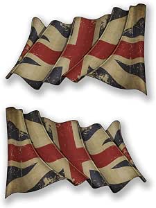 2 x 10cm/100mm Waving Union Jack Flag Vinyl SELF Adhesive Sticker Decal Laptop Travel Luggage Car iPad Sign Fun #6665