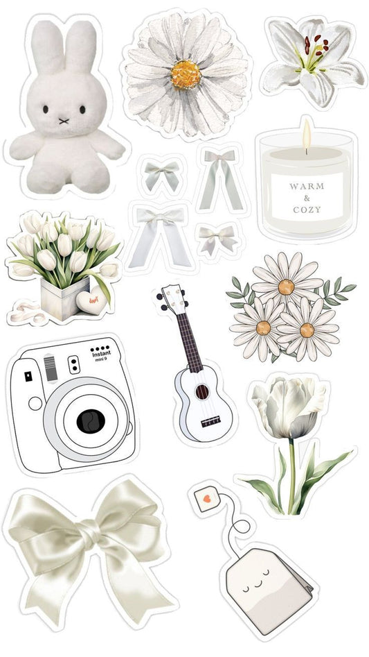 Aesthetic Cute Stickers Pack - Waterproof Vinyl Cartoon Decals for Water Bottles, Laptops, Scrapbooking, Kawaii Stationery Supplies sticker journal sticker