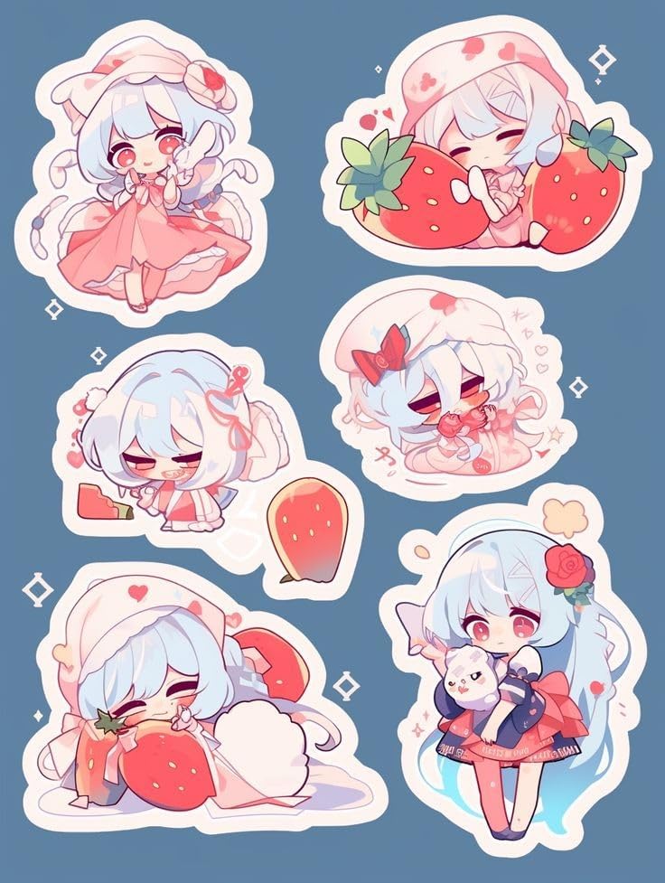Cute anime sticker pinky girl