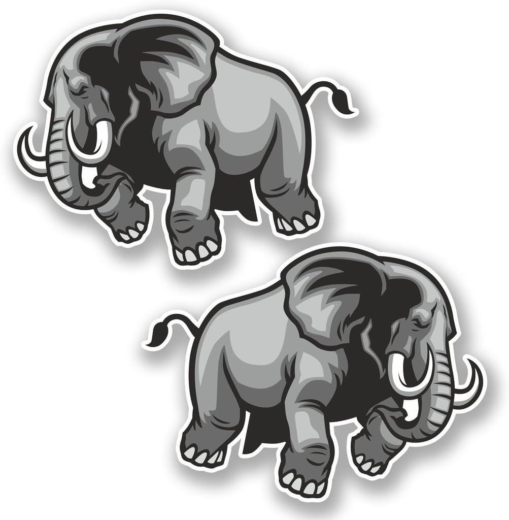 2 x 30cm/300mm Elephant Vinyl Sticker Decal Laptop Travel Luggage Car iPad Sign Fun #5606