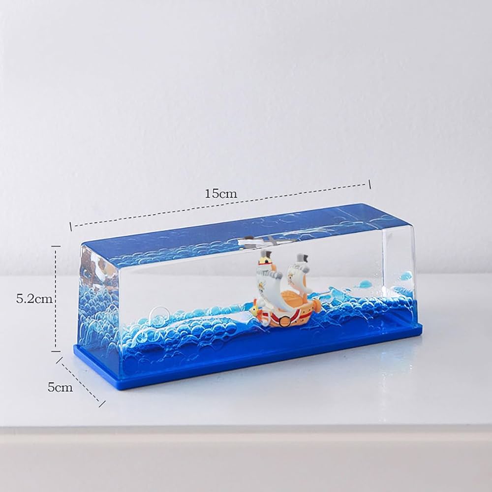 One Piece 3d Ship Fluid Drift Bottle Thousand Sunny Ship Going Merry Boat One Piece Floating Boat Ornament Decompression Decor