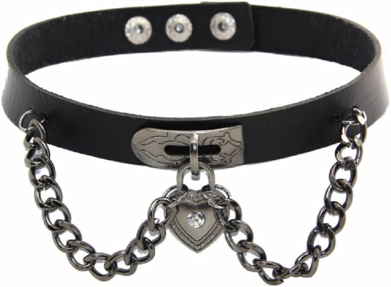 Olbye Black Heart Lock Choker Necklace