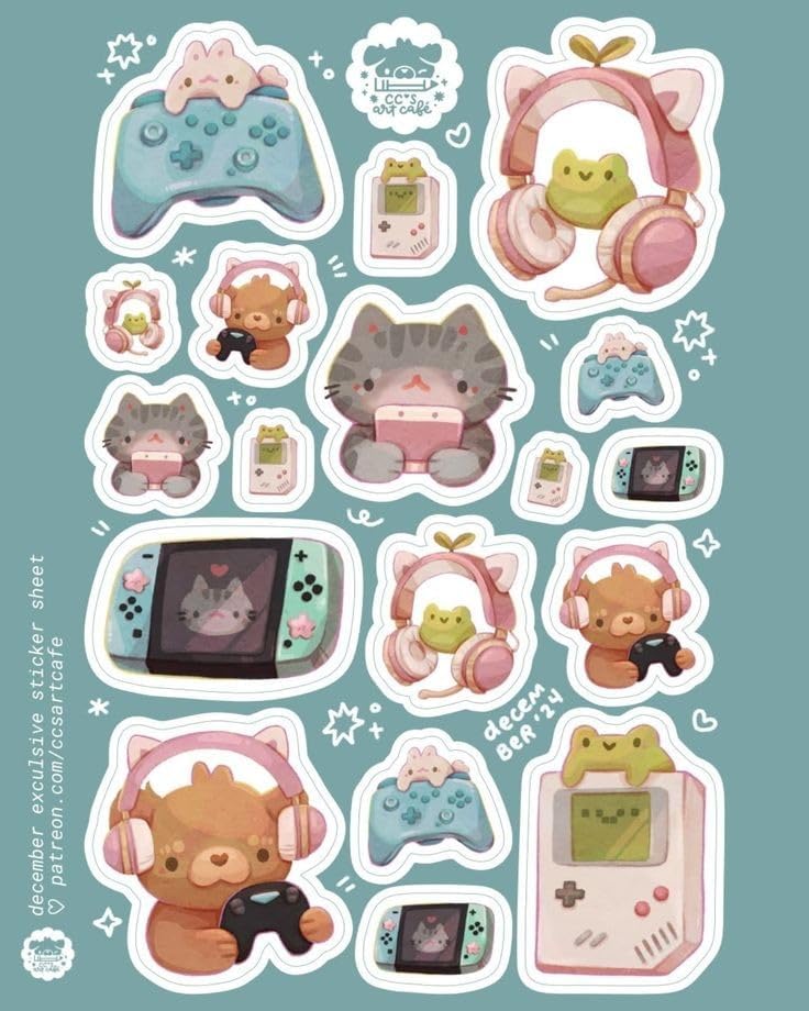 anime sticker random sticker bear cat frog