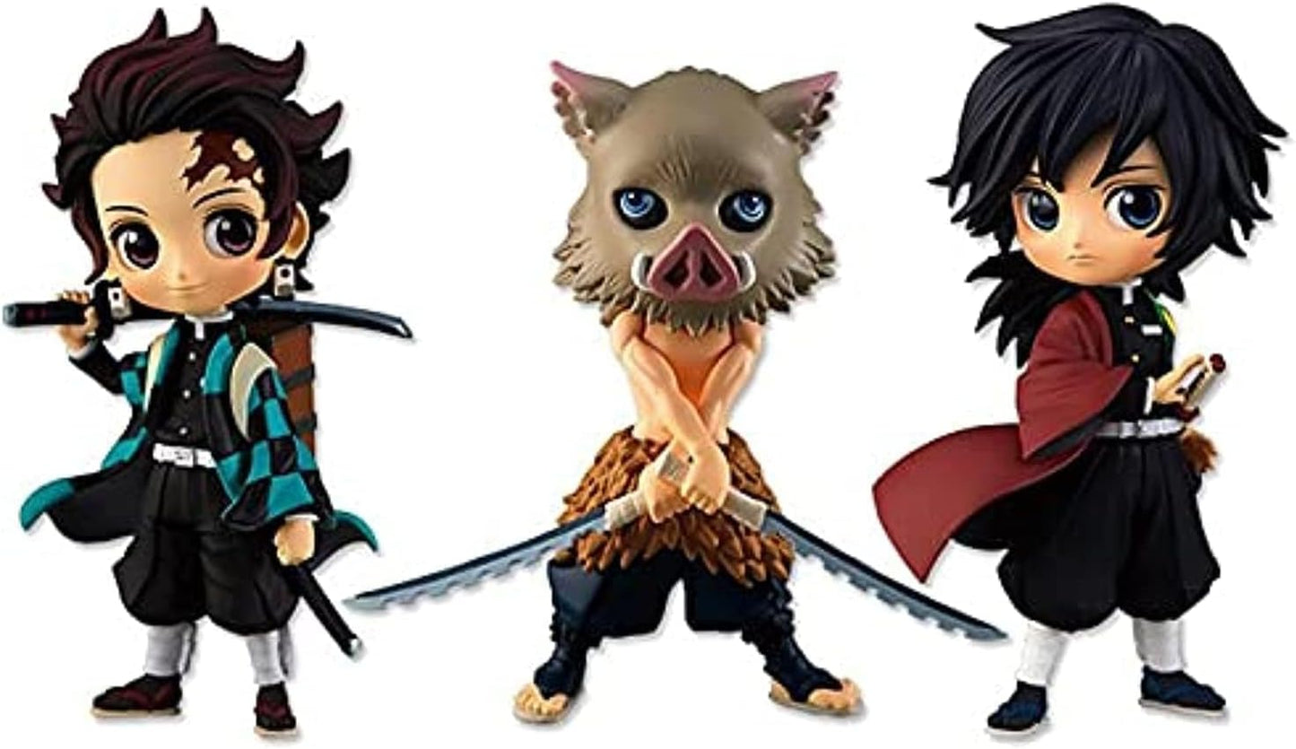 Q Posket Petit Demon Slayer Anime Vol.2 3 قطع، من بانبريستو، بلاستيك، أعمال الرسوم المتحركة اليابانية، مقاسات متعددة