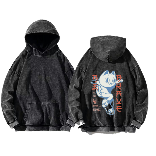 BE BRAVE One Size hoodie Washed Back 57