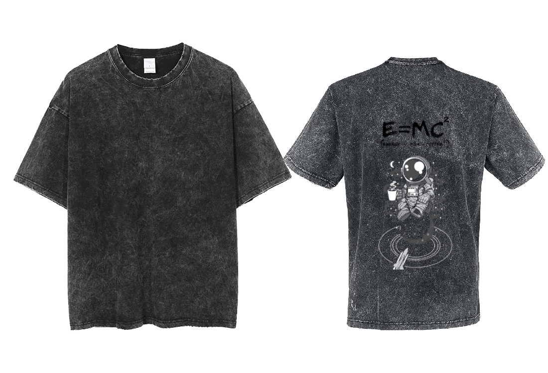 \(E=mc^2\) Back text One Size t- shirt Washed Back 60