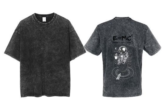 \(E=mc^2\) Back text One Size t- shirt Washed Back 60