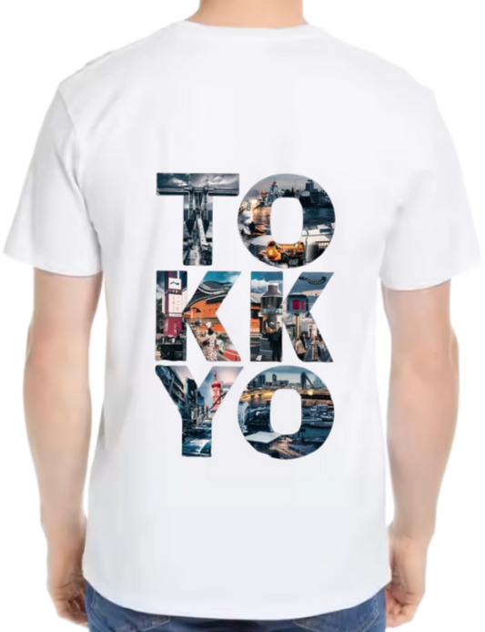 TOKYO Back text One Size t- shirt White Back 61