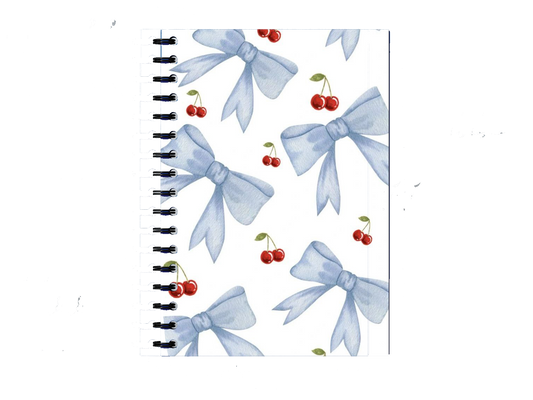 Notebook Watercolor blue bows and cherries  61