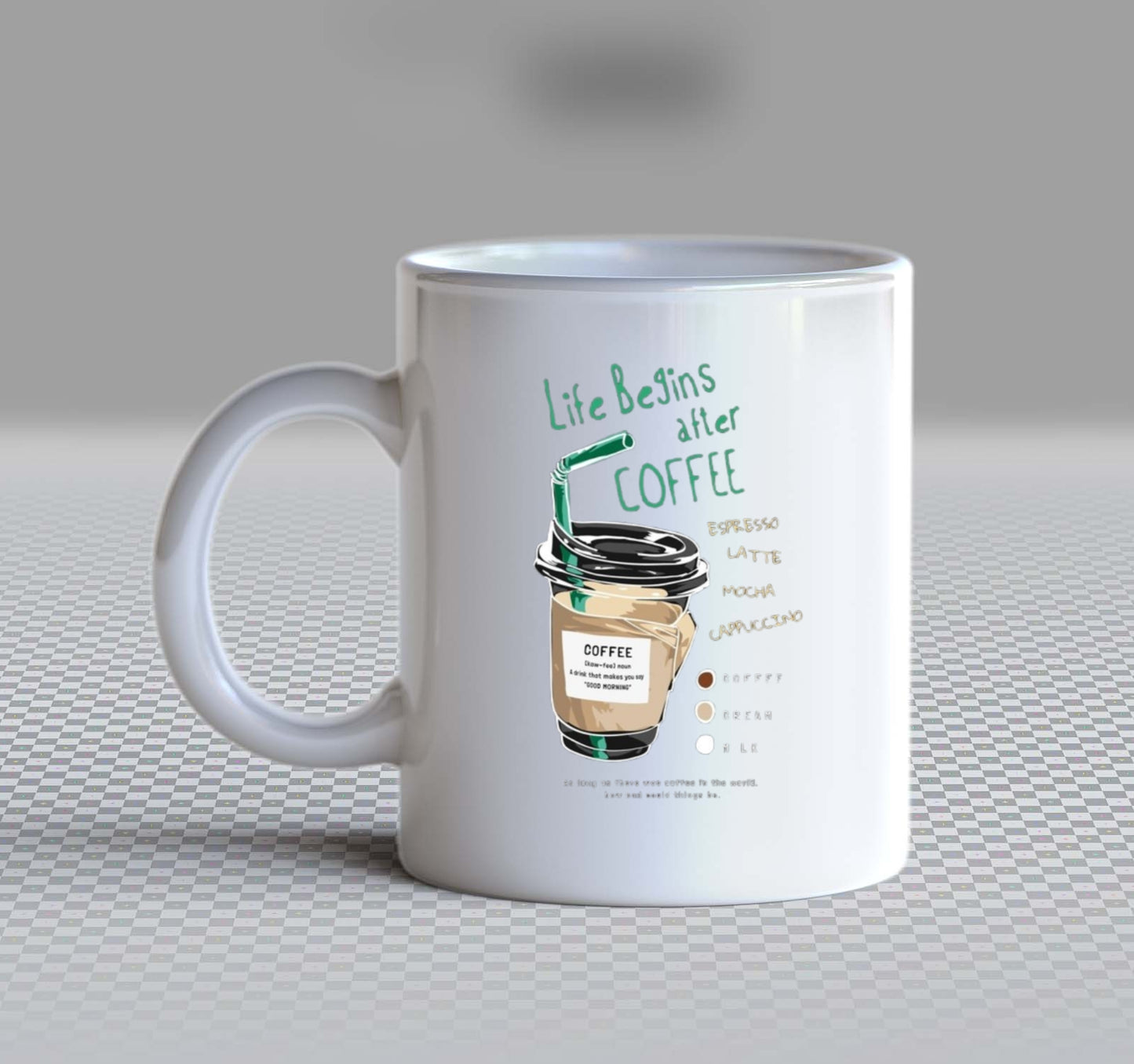 Life Begins after COFFEE Back text Mug 61