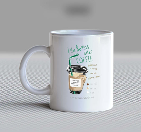 Life Begins after COFFEE Back text Mug 61