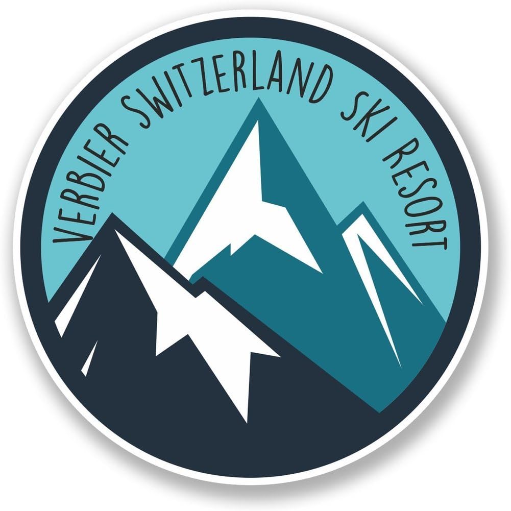 2 x 25cm/250mm Verbier Switzerland Ski Snowboard Resort Vinyl Sticker Decal Laptop Travel Luggage Car iPad Sign Fun #6436