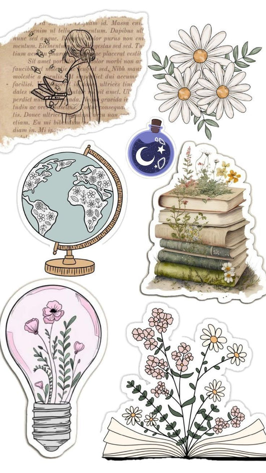 Aesthetic Cute Stickers Pack - Waterproof Vinyl Cartoon Decals for Water Bottles, Laptops, Scrapbooking, Kawaii Stationery Supplies sticker journal sticker