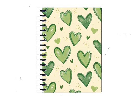 Sage Green Hearts Notebook A5 62