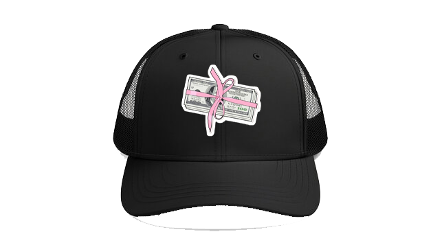 Baseball cap Black A stack of 100-dollar bills wrapped in a pink coquette bow 109