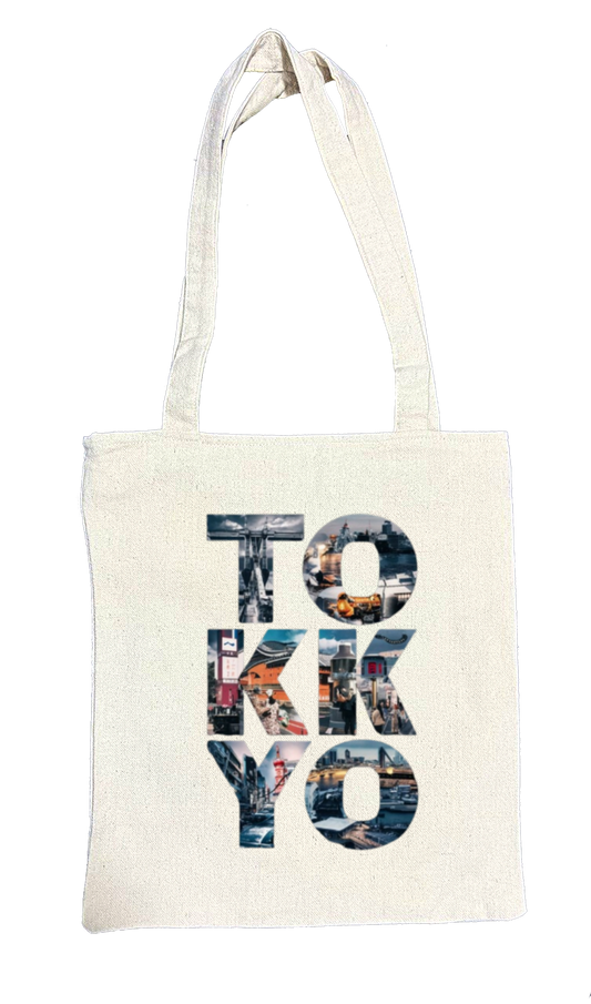 Tokyo Back text tote bag beige 60