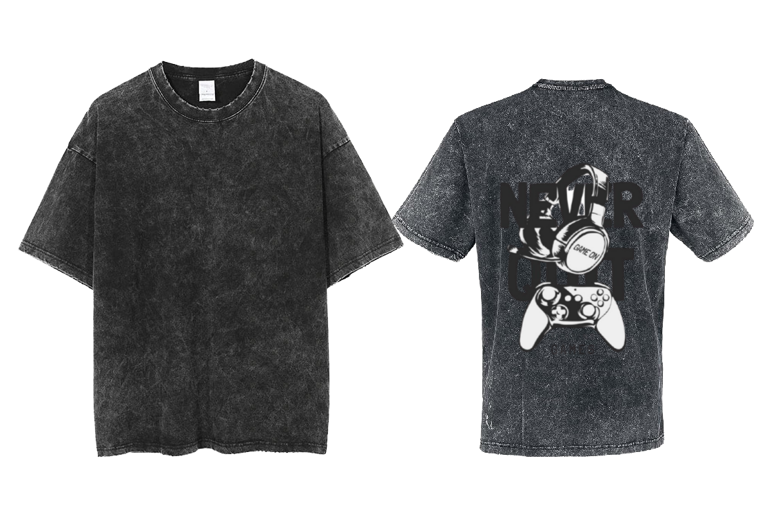 GAME ON Back text One Size t- shirt Washed Back 61