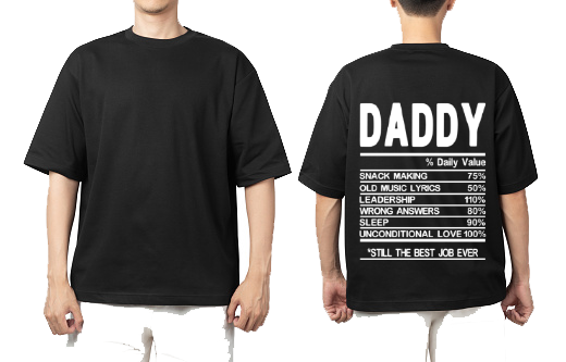 DADDY Back text One Size t- shirt Black Back 59