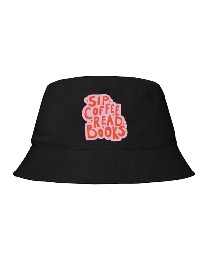 Bucket hat Fishman hat cap SIP COFFEE READ BOOKS 64