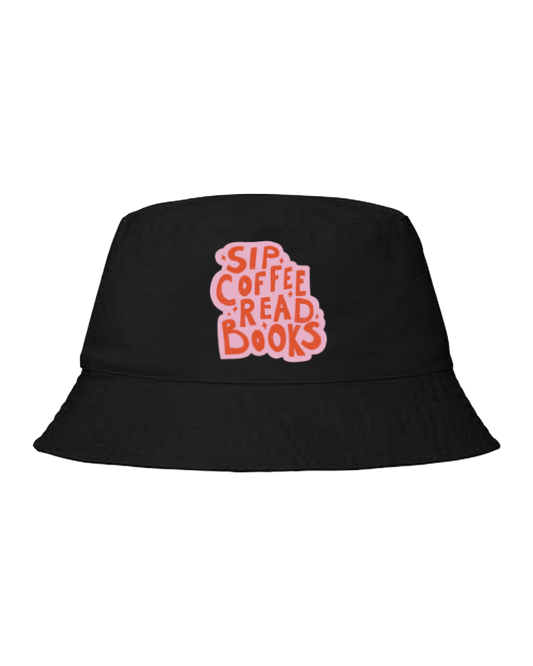Bucket hat Fishman hat cap SIP COFFEE READ BOOKS 64