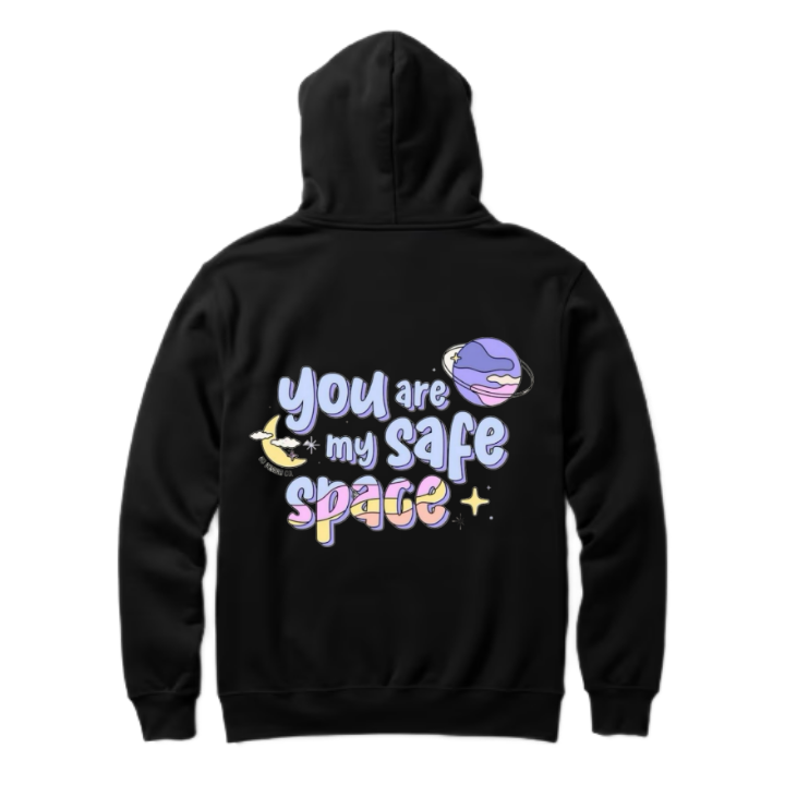you are my safe space+ One Size hoodie Black Back 64