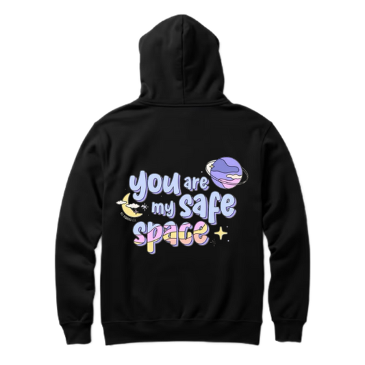 you are my safe space+ One Size hoodie Black Back 64
