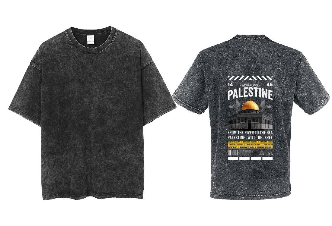 PALESTINE Back text One Size t- shirt Washed Back 63