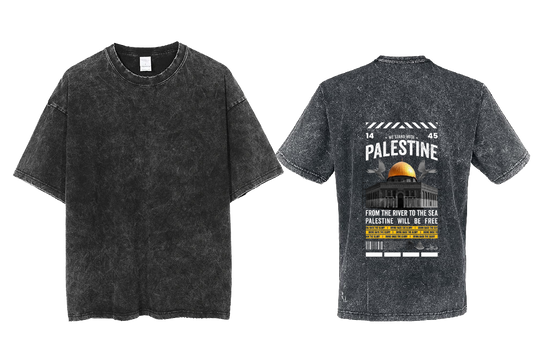 PALESTINE Back text One Size t- shirt Washed Back 63