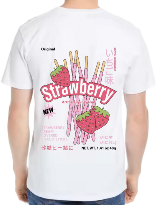 Strawberry  t- shirt One Size White back 65