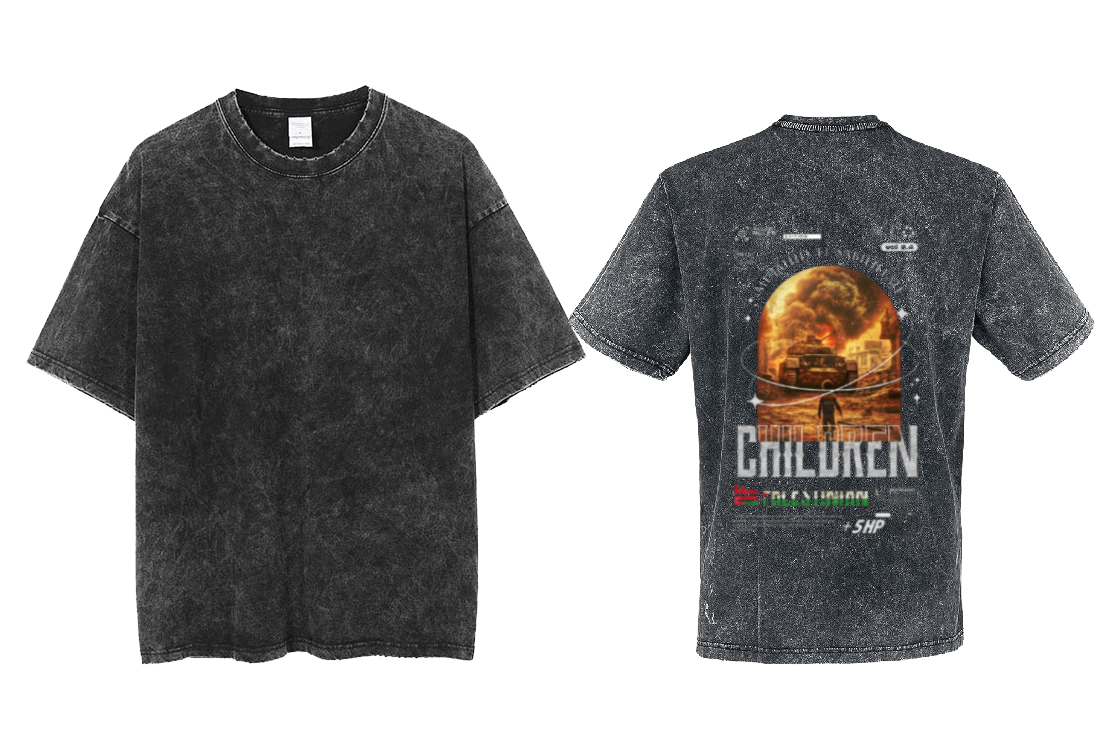 CHILUREN Back text One Size t- shirt Washed Back 64