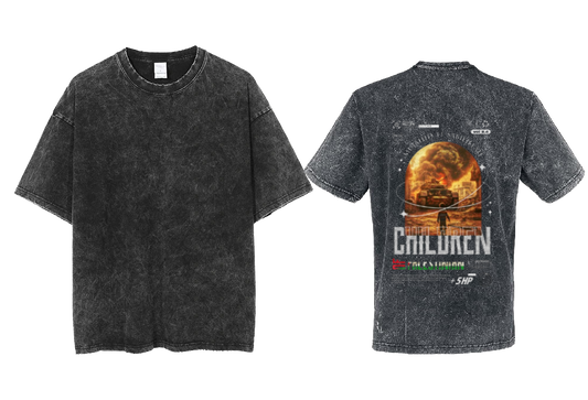 CHILUREN Back text One Size t- shirt Washed Back 64