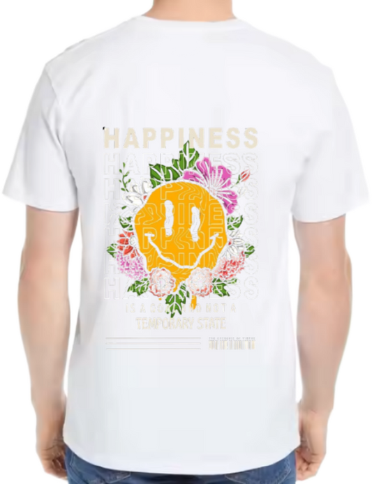 HAPPINESS Back text One Size t- shirt White Back 65