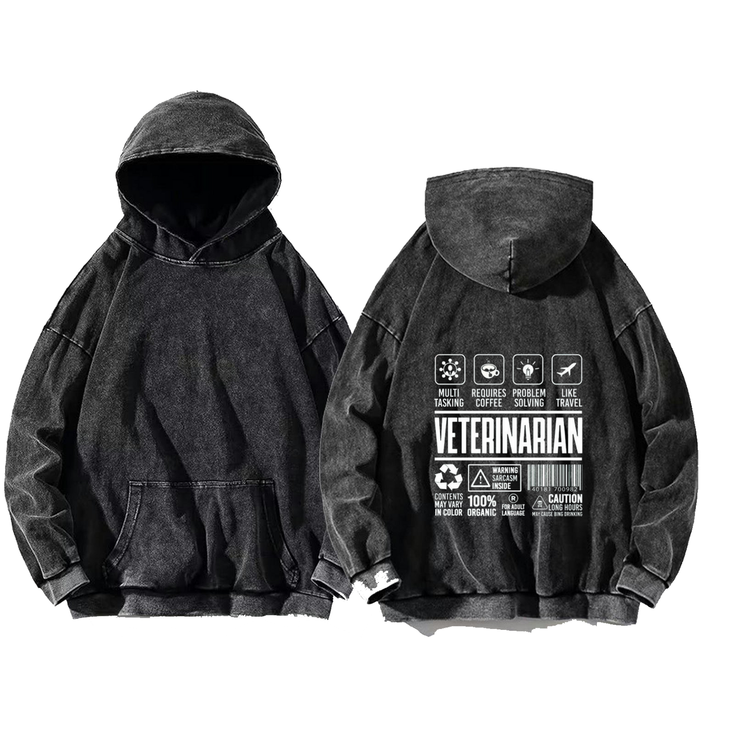 Streetwear Bear Back text oversize hoodie Washed back 65
