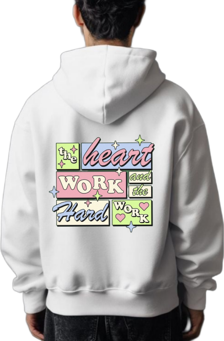 Work Hard One Size hoodie White Back 66