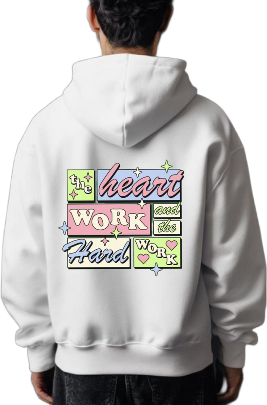 Work Hard One Size hoodie White Back 66