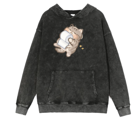 cat Oversize Hoodie Washed 66