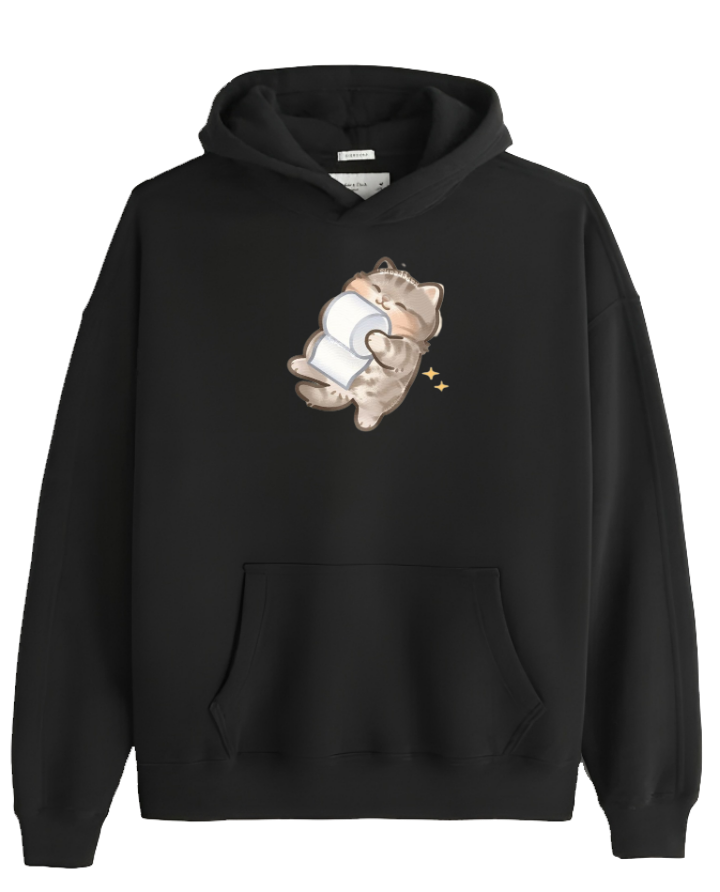 cat Oversize Hoodie Black 66