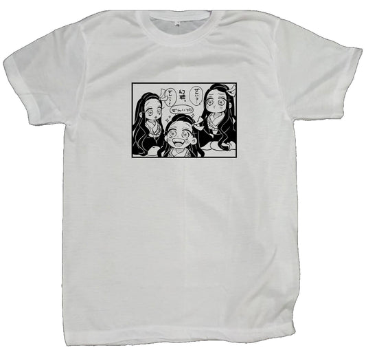 Anime Demon slayer nezuko tanjiro t- shirt fit White 66