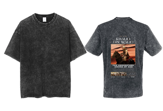KHALID BIN WALID Back text One Size t- shirt Washed Back 66