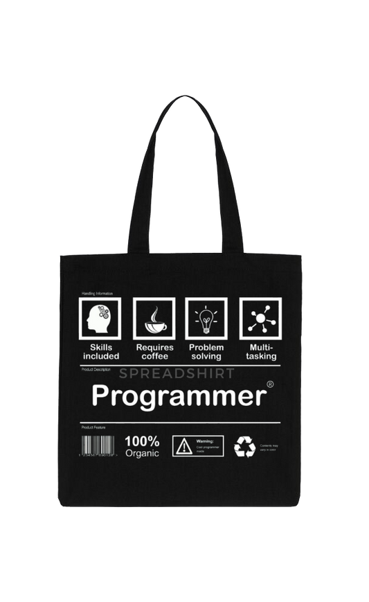 Programmer  Back text tote bag Black 63