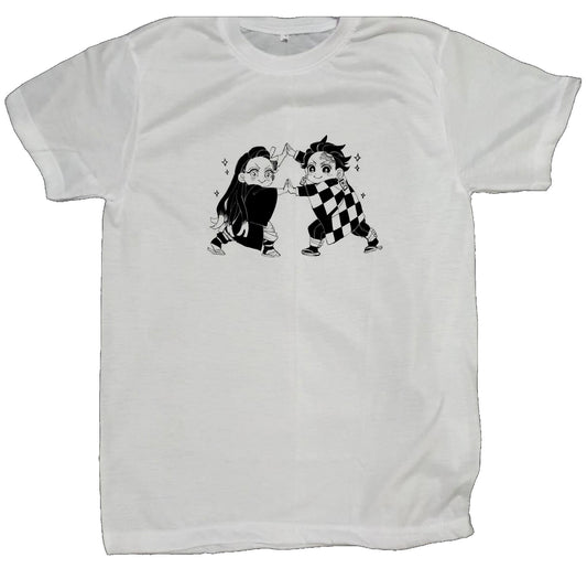 Anime Demon slayer nezuko tanjiro t- shirt fit White 67