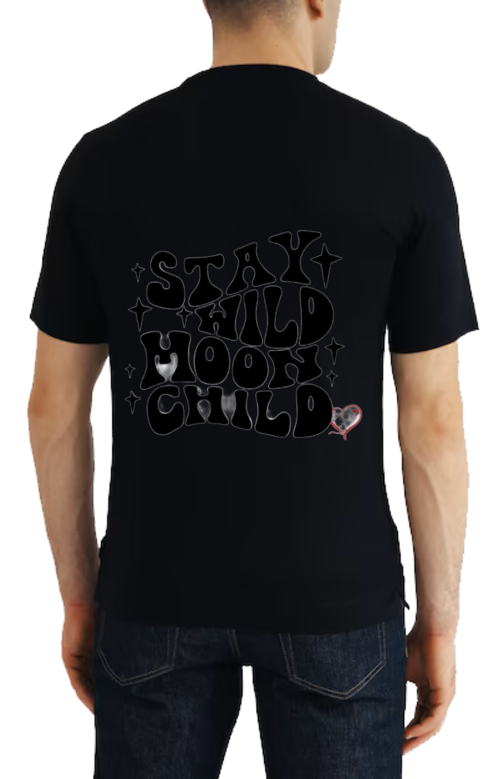 STAY WILD MOON CHILD t- shirt One Size Black back 68