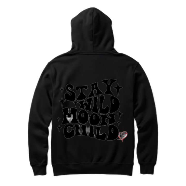 Stay Wild Moon Child One Size hoodie Black Back 68