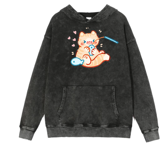 cat Oversize Hoodie Washed 68