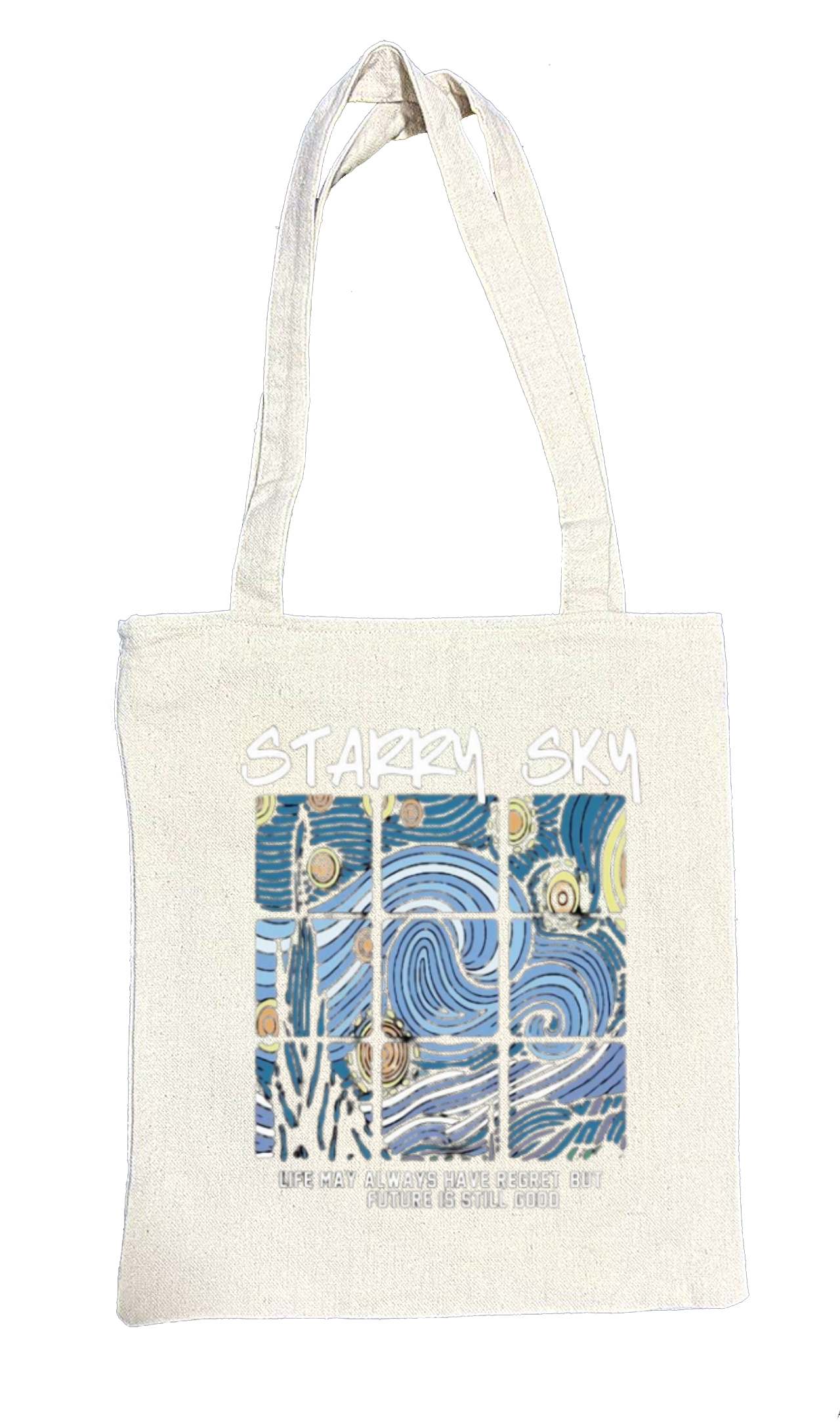 STARRY SKY Back text tote bag beige 66
