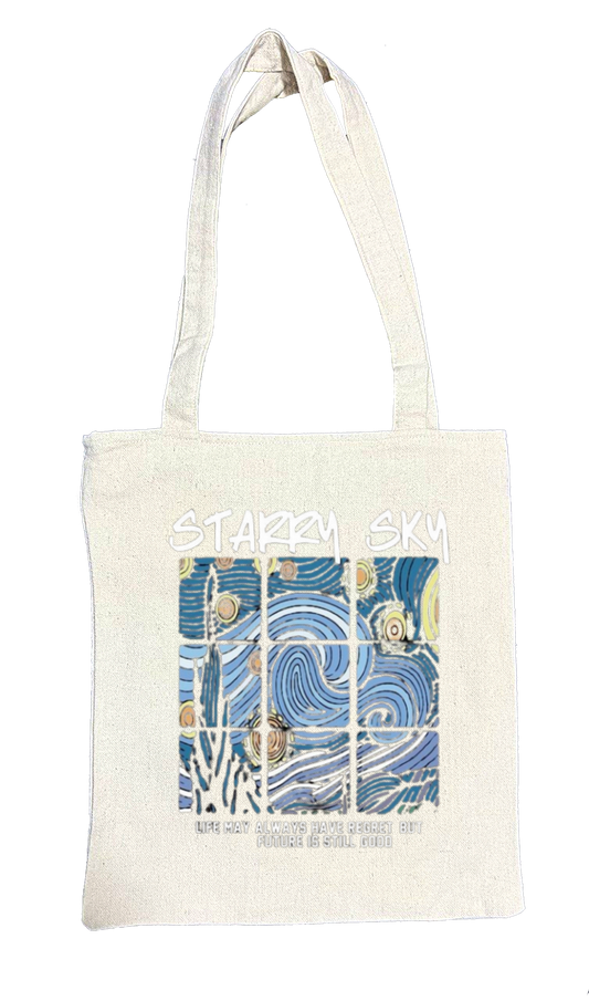 STARRY SKY Back text tote bag beige 66
