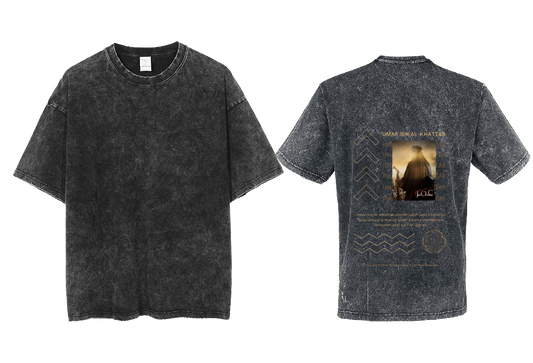 UMAR IBN AL-KHATTAB Back text One Size t- shirt Washed Back 67