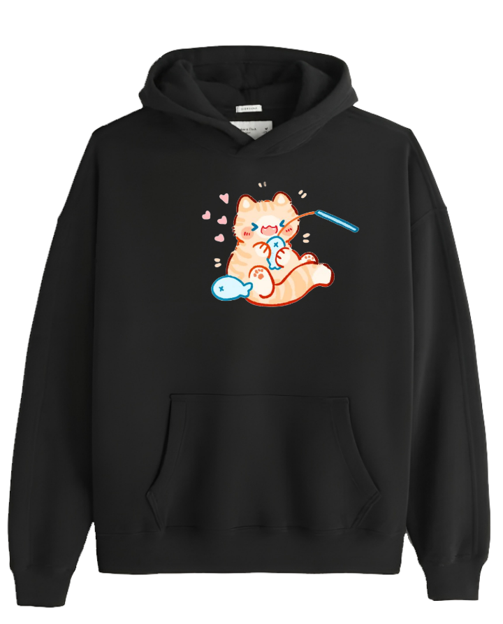 cat Oversize Hoodie Black 68