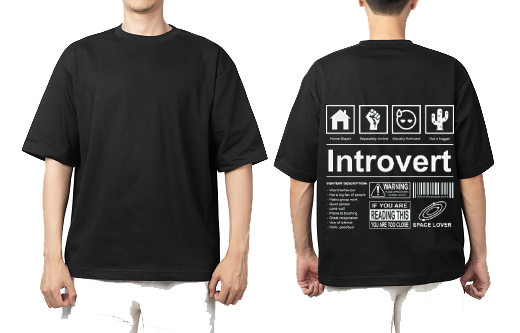 Introvert Back text One Size t- shirt Black Back 65