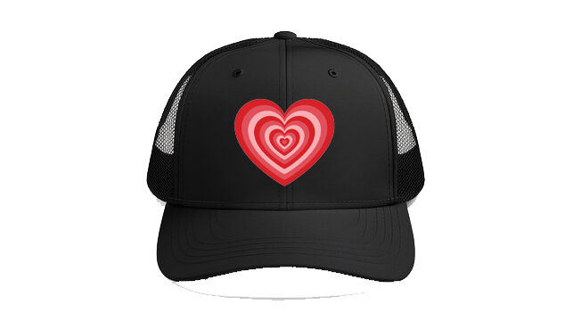 Baseball cap Black A multi-layered, radiating red and pink Y2K tunnel heart 116